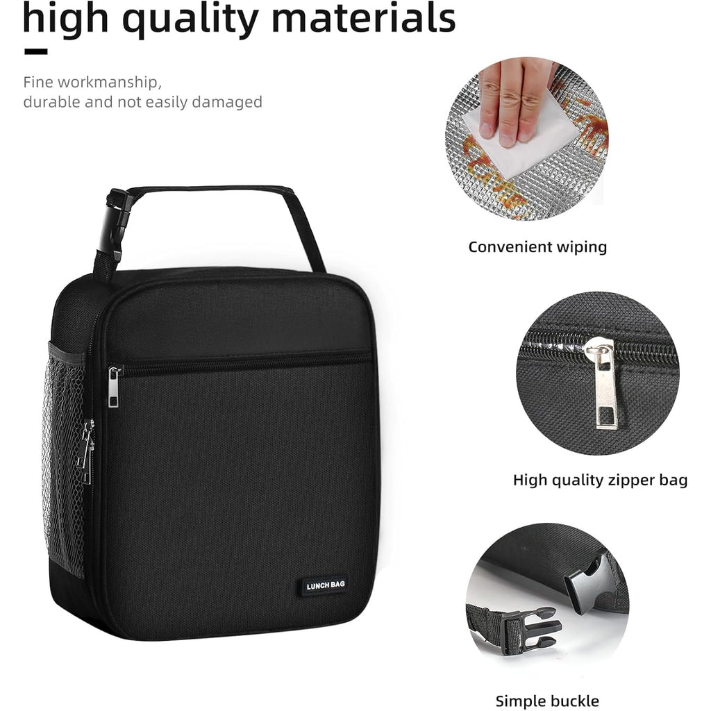 Lovoeo Lunch box Lunch bag for men women Insulated Lunchbox Lunch bags for Work Picnic Travel (Black)