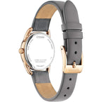 Citizen Women'S Eco-Drive Dress Classic Watch In Rose-Tone Stainless Steel With Grey Leather Strap, Grey Dial (Model: Fe1218-05H)