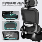 TRALT Office Chair Ergonomic Desk Chair, 330 LBS Home Mesh Office Desk Chairs with Wheels, Comfortable Gaming Chairs (Black)