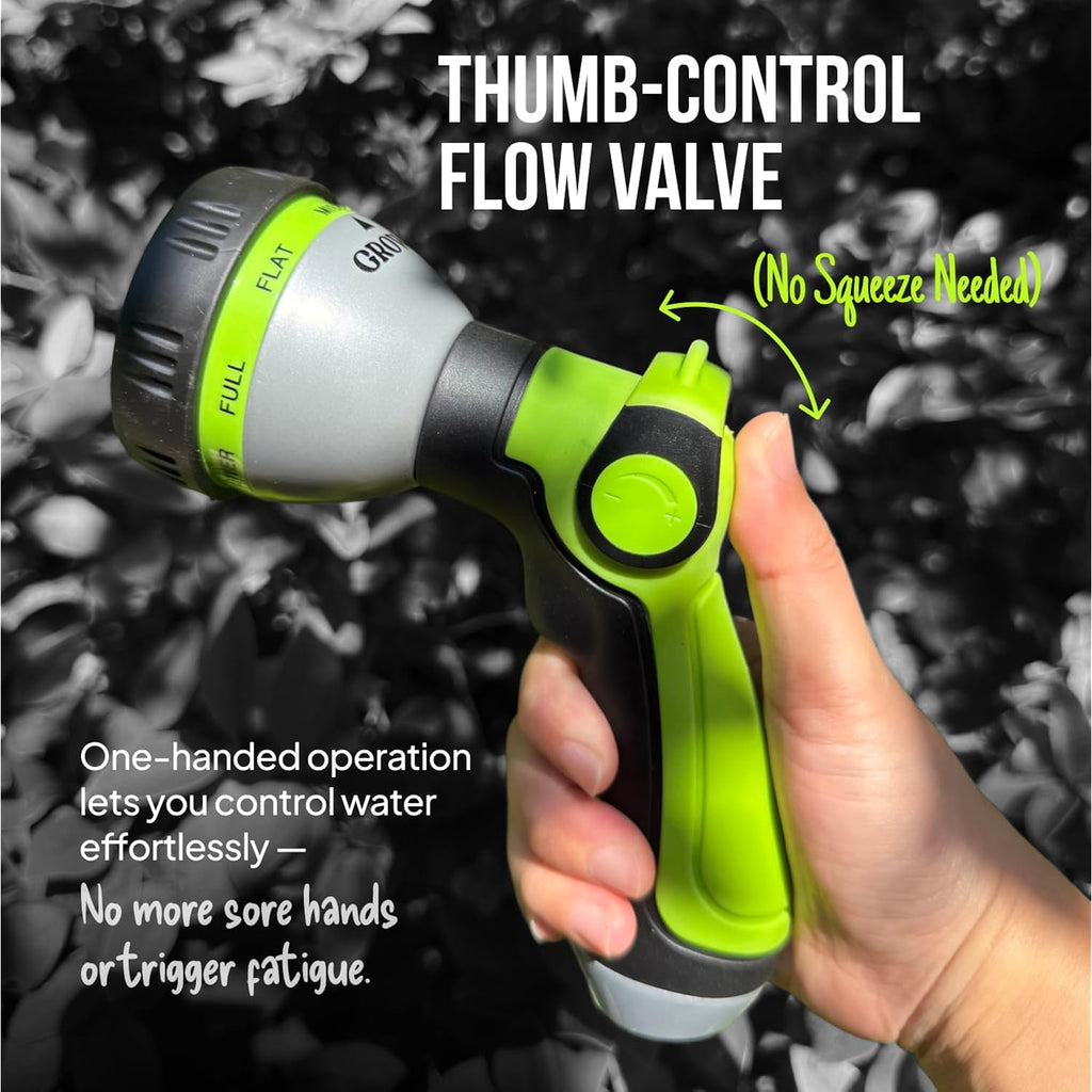 Garden Hose Nozzle – 8-Pattern Hose Sprayer With Thumb Control – Watering Tool For Garden, Car Wash, Lawn Care & Pet Shower