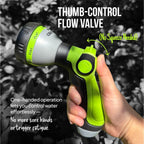 Garden Hose Nozzle – 8-Pattern Hose Sprayer With Thumb Control – Watering Tool For Garden, Car Wash, Lawn Care & Pet Shower