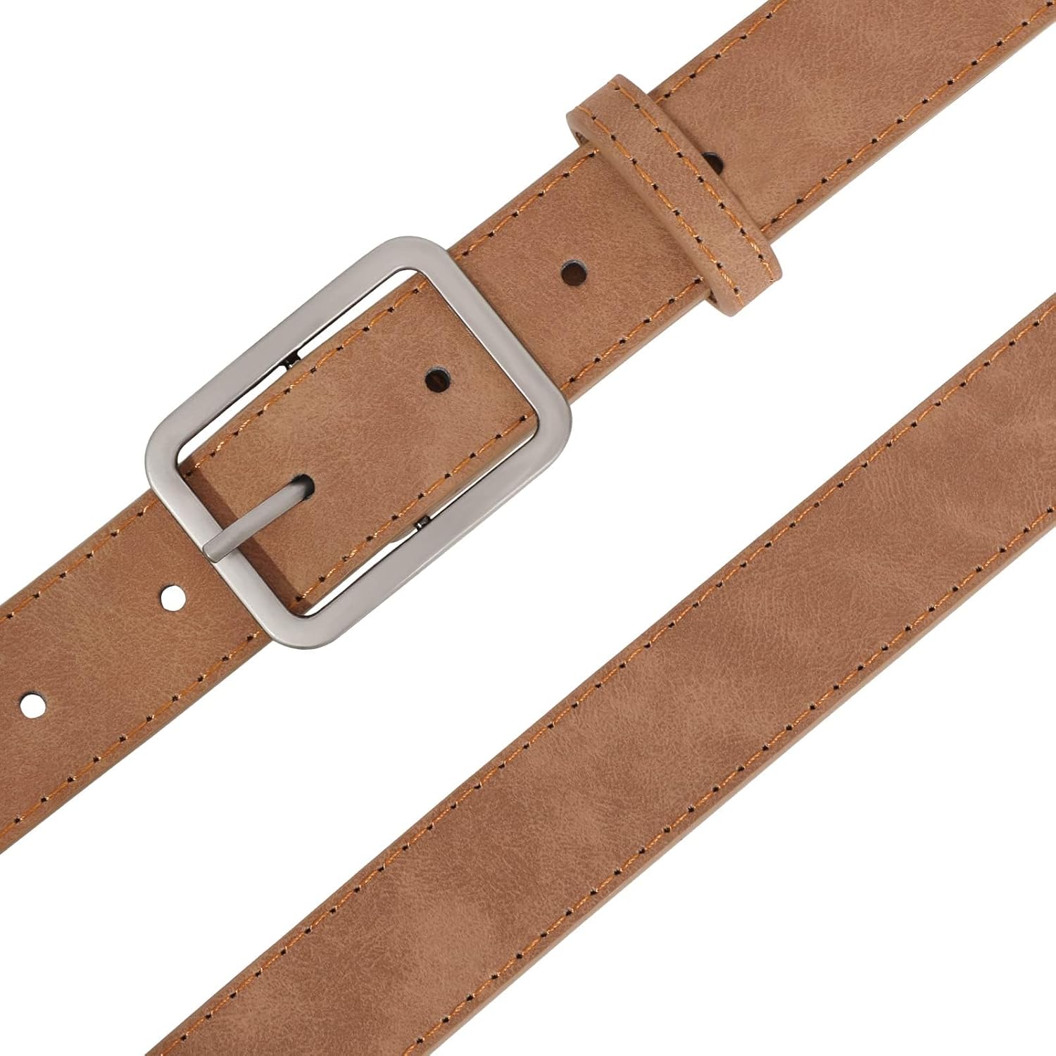XZQTIVE Women Suede Belts for Women Fashion Leather Belts With Silver Buckle Ladies Waist Belt For Jean Pant Dress