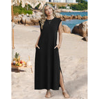 Zeagoo Summer Dresses For Women 2026 Long Maxi Sundresses Loose Split Wrinkle-Free Beach Travel Vacation Clothes