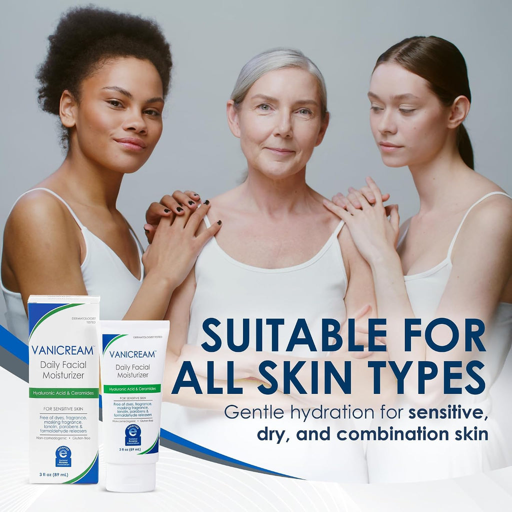 Vanicream Daily Facial Moisturizer With Ceramides And Hyaluronic Acid - Formulated Without Common Irritants For Those With Sensitive Skin, 3 Fl Oz (Pack Of 1)