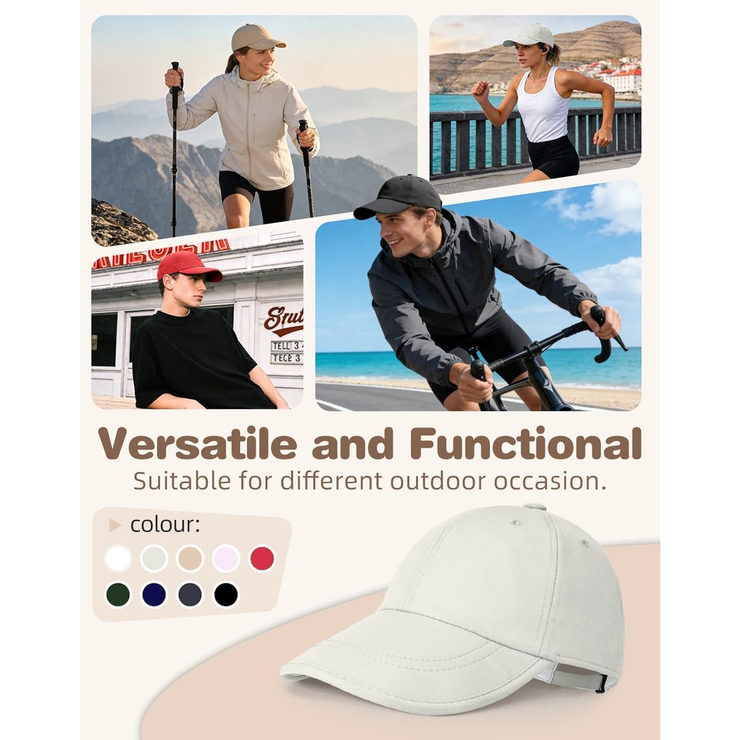 Men Women Baseball Cap, Classic Adjustable Plain Caps, Lightweight Unstructured Baseball Cap Soft Brim