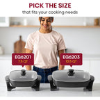 Elite Gourmet EG-6203# Extra Deep 16"x13" (10.5 Qt.) Non-Stick Electric Skillet with Glass Vented Lid & Pour Spout | Dishwasher Safe, Long-Lasting Non-Stick, 200-400°F | Serves 6-8, Black