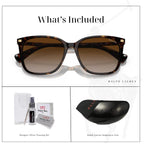 Ralph Lauren Vvcv RA5293 Square Sunglasses for Women +BUNDLE with ACCESSORY EYEWEAR KIT Shiny Dark Havana / Gradient Brown