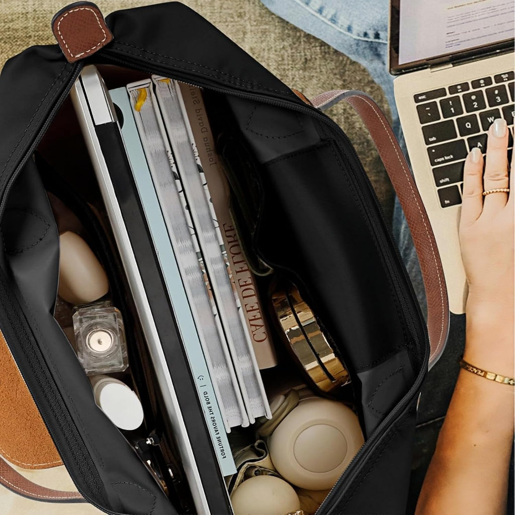 Tote Bag For Women With Purse Organizer Insert, Foldable Waterproof Nylon Bag For Travel, And Daily Use,Medium Size.