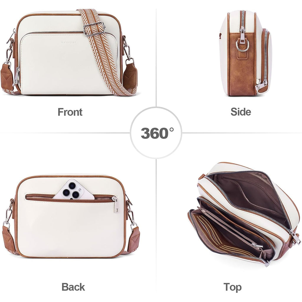 Crossbody Purses For Women Vegan Leather Travel Anti Theft Bags Guitar Strap Shoulder Purse With Built In Wallet