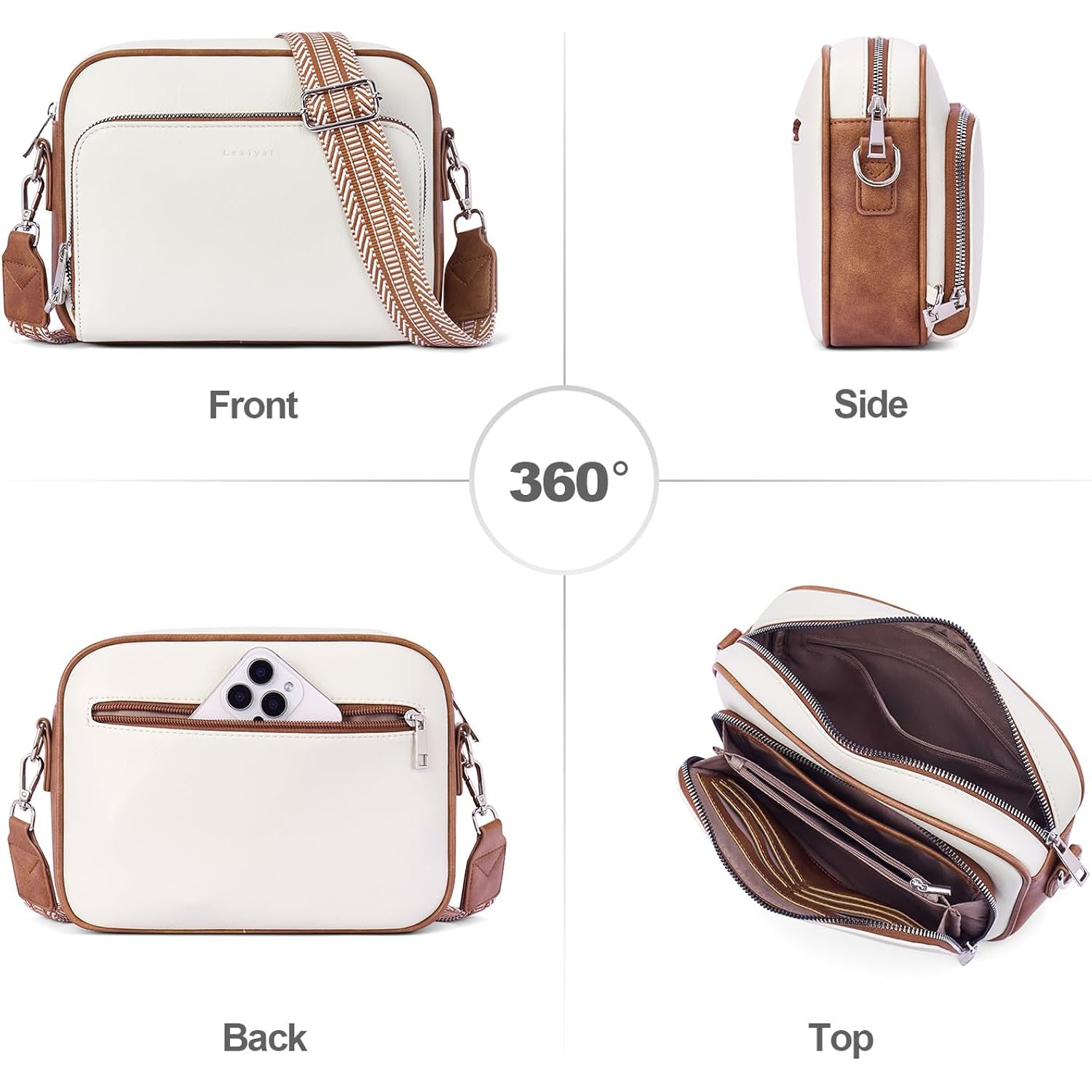 Crossbody Purses For Women Vegan Leather Travel Anti Theft Bags Guitar Strap Shoulder Purse With Built In Wallet