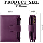 Airkit Small Wallet Women RFID Blocking Soft Leather Bifold Compact Card Holder Wallet for Women with Zipper Coin Pocket 4 ID Window