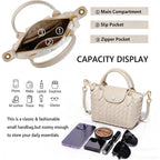 Small Vegan Leather Crossbody Bags For Women, Mini Woven Dumpling Handbag, Cute Top Handle Shoulder Purse For Travel Dating | Fashion Lightweight
