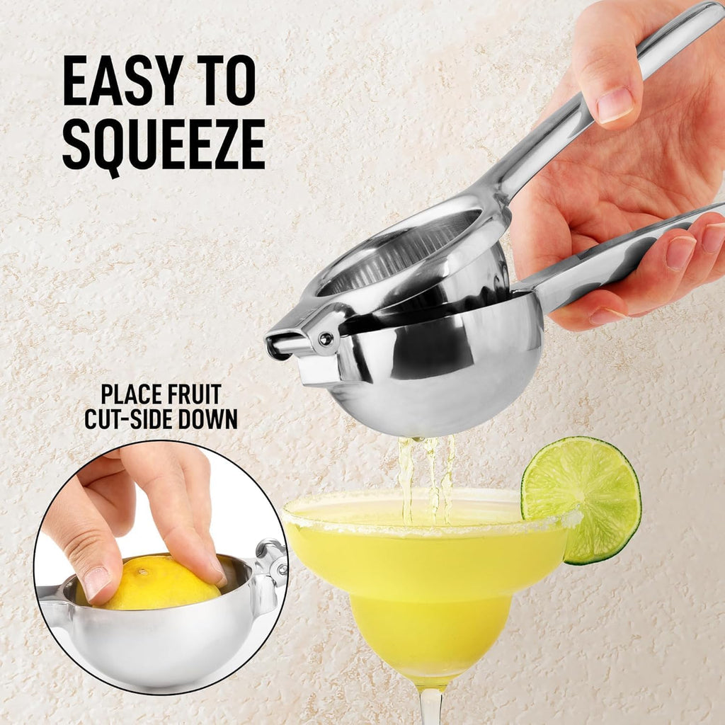Lemon Squeezer Stainless Steel With Premium Quality Heavy Duty Solid Metal Squeezer Bowl - Large Manual Citrus Press Juicer And Lime Squeezer Stainless Steel - By Zulay Kitchen