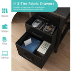 Lufeiya Computer Desk With File Drawers Cabinet, 47 Inch Reversible Home Office Desks With Filing Cabinet For Small Space, Gaming Study Writing Table Pc Desks, Black