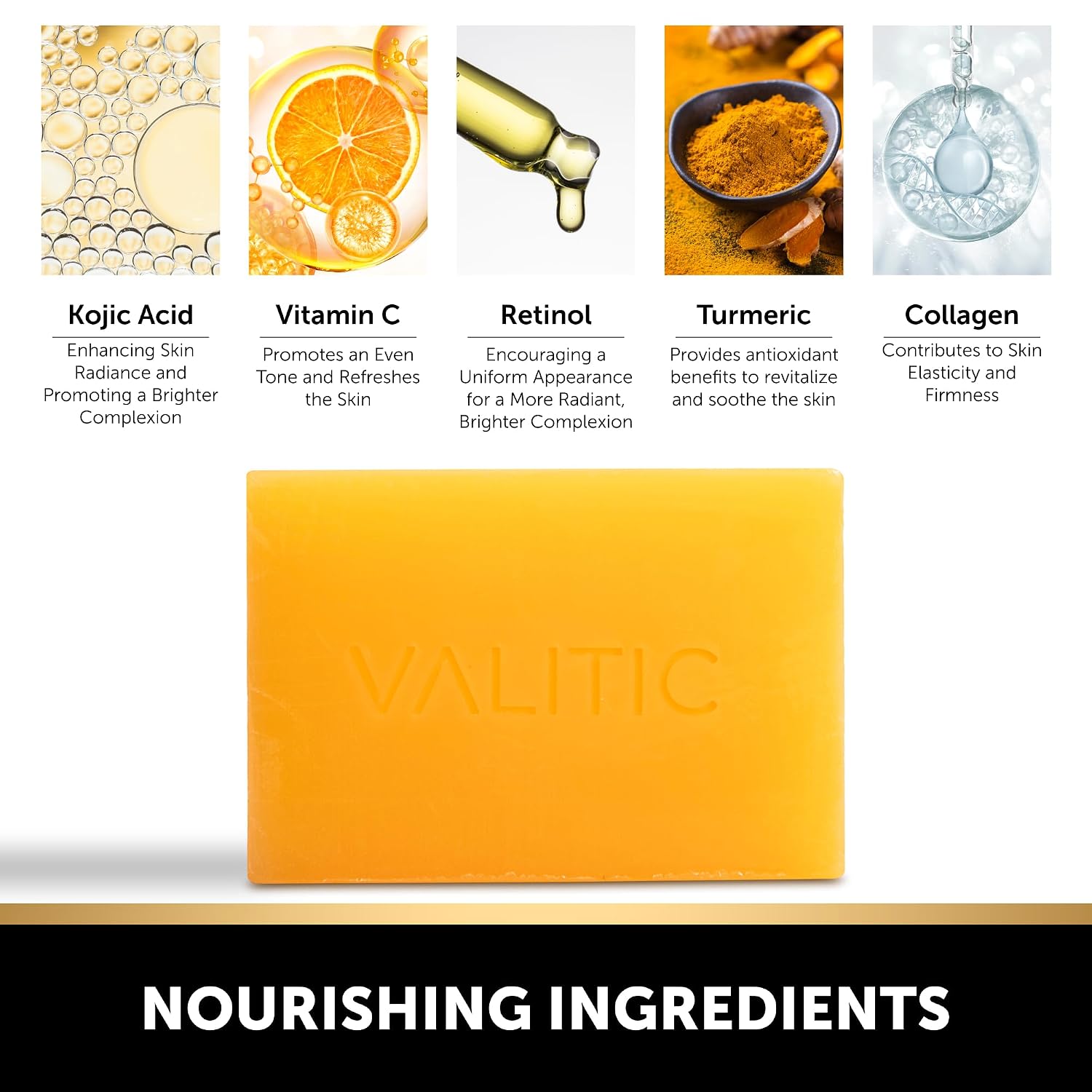 Valitic Kojic Acid Dark Spot Soap With Turmeric, Vitamin C, Retinol - Original Japanese Complex With Hyaluronic Acid, Vitamin E, Shea Butter, Castile Olive Oil - 2 Pack And African Net Sponge