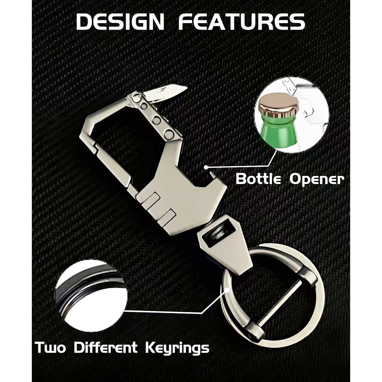 3pcs Heavy Duty Keychain Opener with 2 Keyrings Car Keychains, Multifunctional Toolbox for Men,Car Keychains