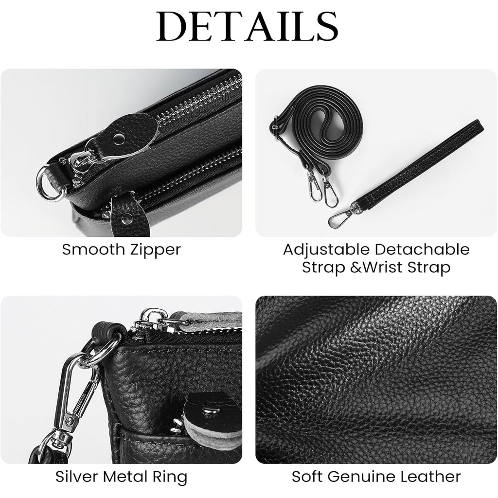 Befen Genuine Leather Wristlet Clutch Wallet Purses With Rfid Blocking, Small Crossbody Bags Shoulder Handbag For Women