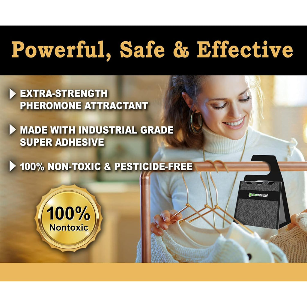 Maxguard Clothes Moth Traps (12+2 Free Traps) Extra Strength Pheromones | Non-Toxic Sticky Glue Trap For Closets And Carpet Moths | No Mothballs | Lure, Trap And Kill Case-Bearing Webbing Moths |