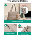 BAGSMART Small Tote Bag for Women, Puffer Quilted Work Tote Bag, Zipper Closure for Work Travel College, Camel | 14L Small tote, 14'' Laptop bag, 30oz tumbler, Boxy work bag, Teacher Bag, Teacher bag
