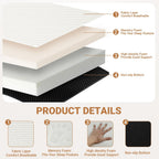 Foldable Mattress Twin Memory Foam Tri Folding Pad Washable, 75X38X4" White