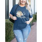 Womens Plus Size Dandelion Print Tshirt Cute Graphic Floral Tees Short Sleeve Summer Blessed Tee Tops