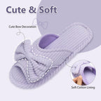 Cute Slippers For Women Indoor And Outdoor Cozy Soft Bow Open Toe Womens Slippers With Memory Foam Anti-Skid Sole Slides Spa Birthday Gifts For Women Mom Her Ladies Bridesmaid