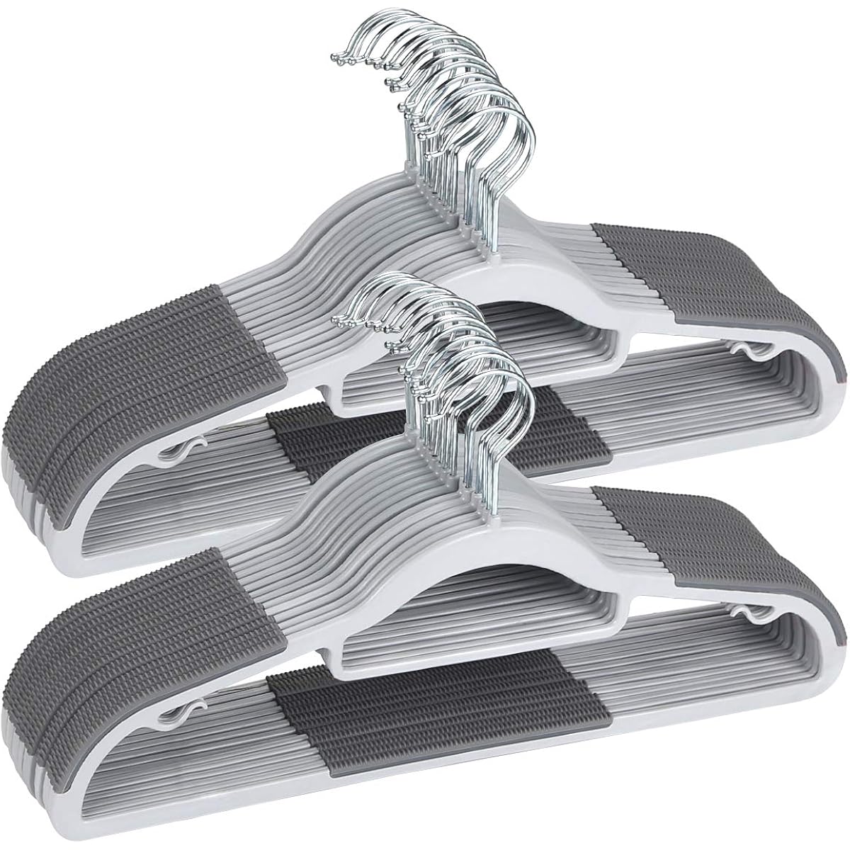 Plastic Hangers 50 Pack Heavy Duty Dry Wet Clothes Hangers With Non-Slip Pads Space Saving 0.2" Thickness Super Lightweight Organizer