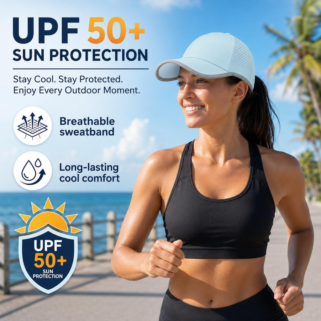 Women's High Ponytail Baseball Cap, Criss Cross Ponytail Hat, Quick-Drying Sports Hat for Running, Golf, Hiking Blue