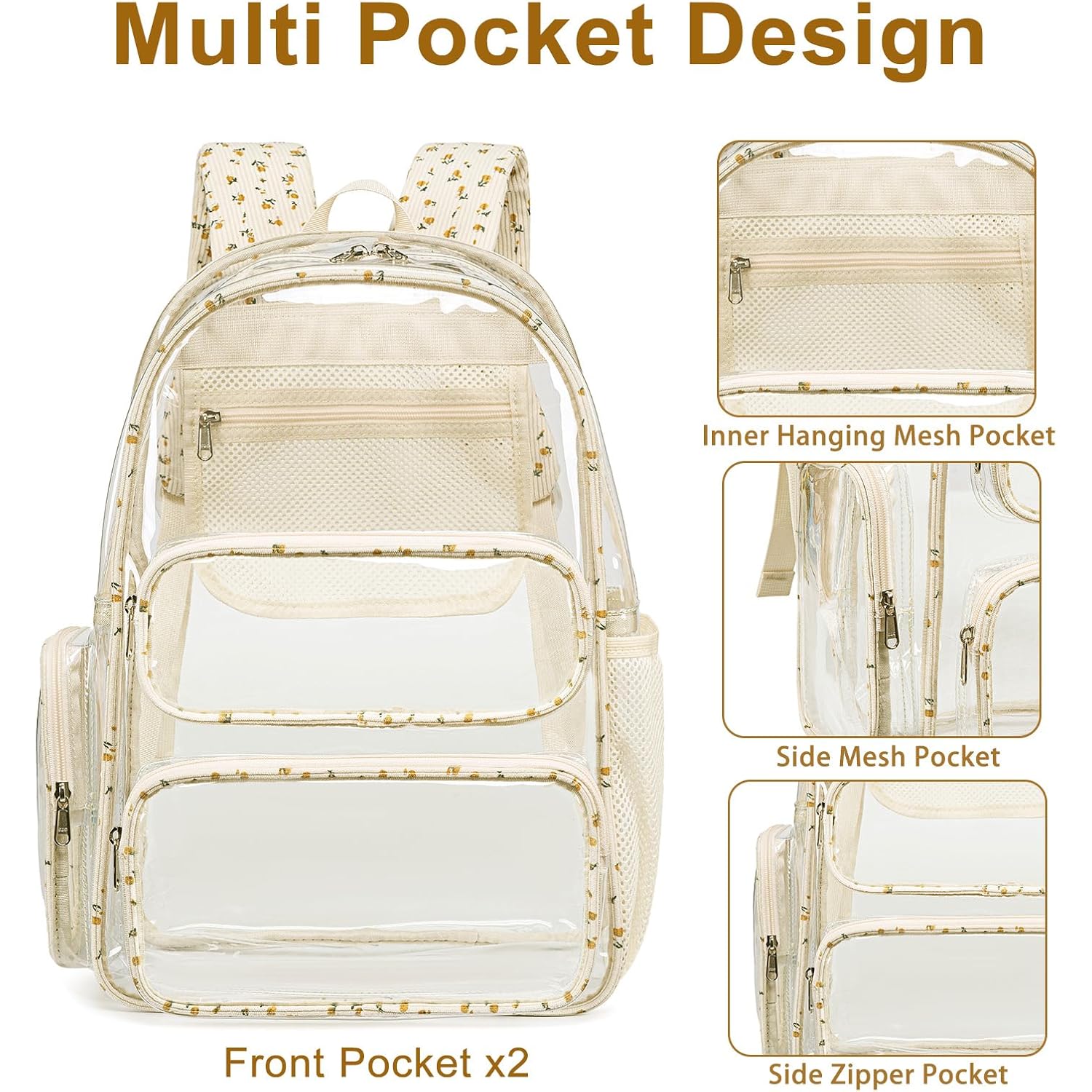 Btoop Clear Backpack Heavy Duty Transparent Backpack 17" See Through Bookbag For College Work Festival Security Padded Strap