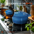 Overmont 7Qt Enameled Cast Iron Dutch Oven With Lid, Large Heavy-Duty Pot For Family Gatherings, Batch Cooking, Roasting, Braising & Sourdough Baking, Cookbook & Cotton Handle Covers