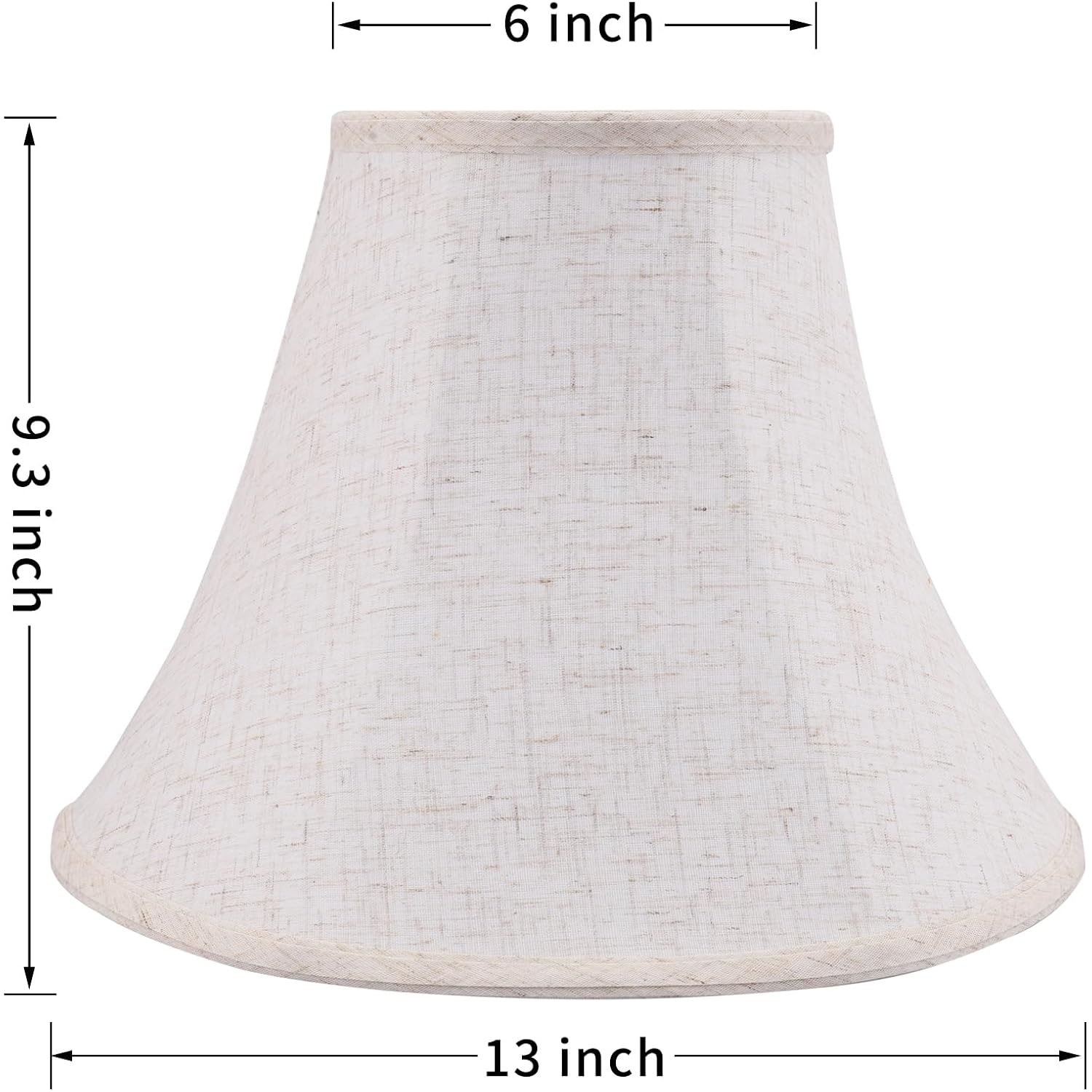 Beige Bell Lamp Shade Set Of 2, 6"Top X 13"Bottom X 9.3"High, Replacement Medium Lamp Shade For Table Lamp And Floor Lamp, Fabric Natural Linen, Assembly Required
