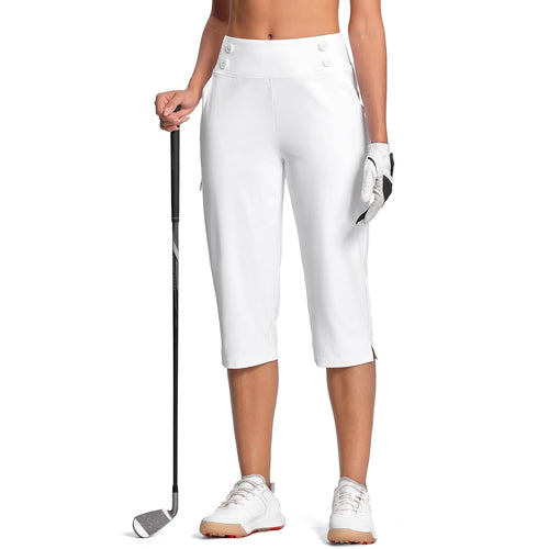 15"/18"/21"/27" Capri Pants for Women High Waist Stretch Women's Golf Capris for Summer with Pockets Work Casual