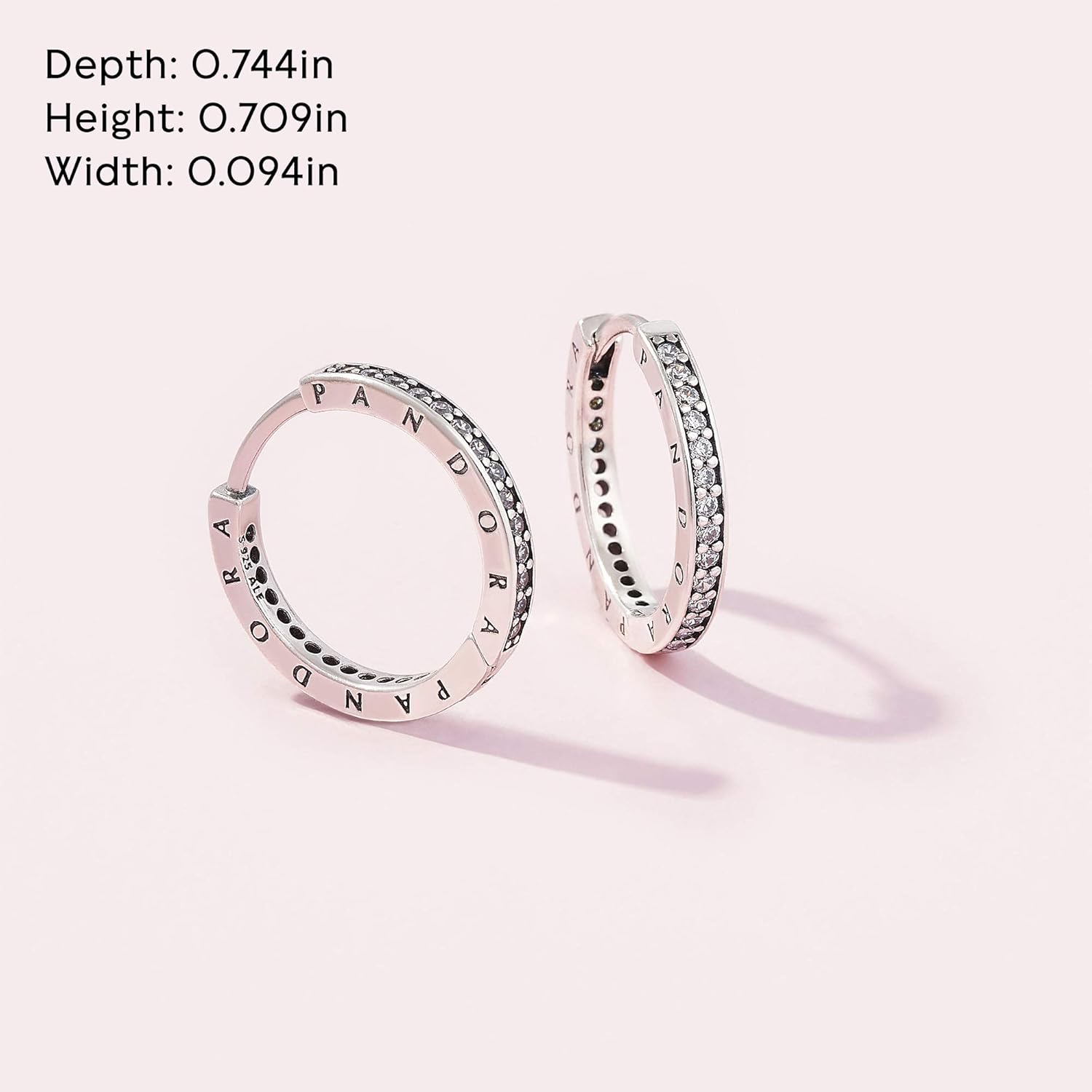 PANDORA Sparkle and PANDORA Logo Hoop Earrings - Stunning Women's Earrings - Great Gift for Her - Sterling Silver & Cubic Zirconia - 2.4 mm