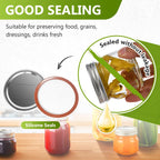 Canning Lids And Rings Regular Mouth, 24Pcs Split Type Metal Mason Jar Lids With Bands For Regular Mouth Ball, Kerr Jars - Food Grade With Silicone Airtight Seal Small Canning Lids (70Mm)