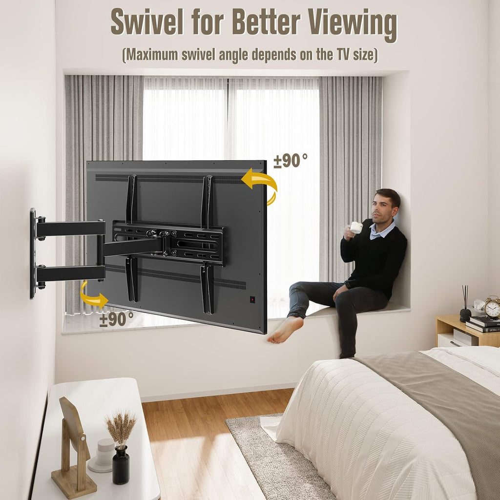 Mounting Dream Tv Wall Mount Swivel And Tilt For Most 26-55 Inch Tv, Tv Mount Perfect Center Design, Full Motion Tv Mount Bracket With Articulation, Up To Vesa 400X400Mm, 60 Lbs, Md2377