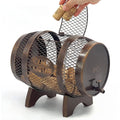 Rustic Metal Large Barrel Wine Cork Holder Display On Wooden Stand, Container For Display, Home Decor, Housewarming Gifts, Home Bar Decor, Wine Gifts, Engagement Gifts, Kitchen Decor