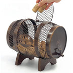 Rustic Metal Large Barrel Wine Cork Holder Display On Wooden Stand, Container For Display, Home Decor, Housewarming Gifts, Home Bar Decor, Wine Gifts, Engagement Gifts, Kitchen Decor