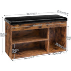 Hoobro Shoe Storage Bench With Cushion, 32.3'' Entryway Bench With Lift Top Hidden Storage And Adjustable Shelves, Wooden Shoe Rack Bench For Entryway Bedroom, Rustic Brown And Black Bf40Hx01