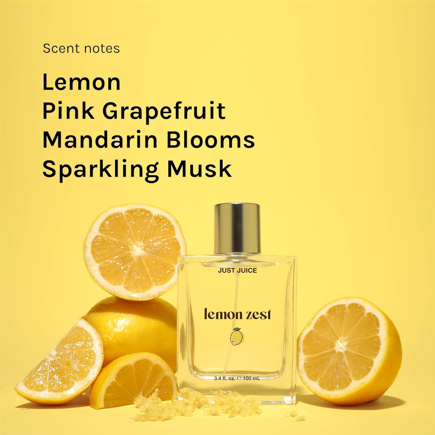 Just Juice Lemon Zest - Bright Fruity Floral Perfume - Lemon, Grapefruit, Mandarin Perfumes for Women and Men - 3.4 oz