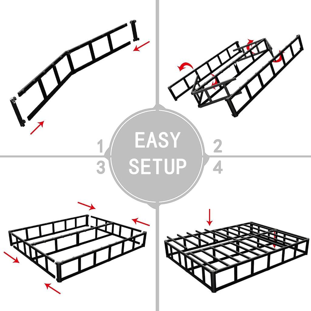 Aldrich Box Springs King Size 9 Inch, Heavy Duty Metal Frame Mattress Foundation With Easy Clean Cover, Noise Free, Easy Assembly
