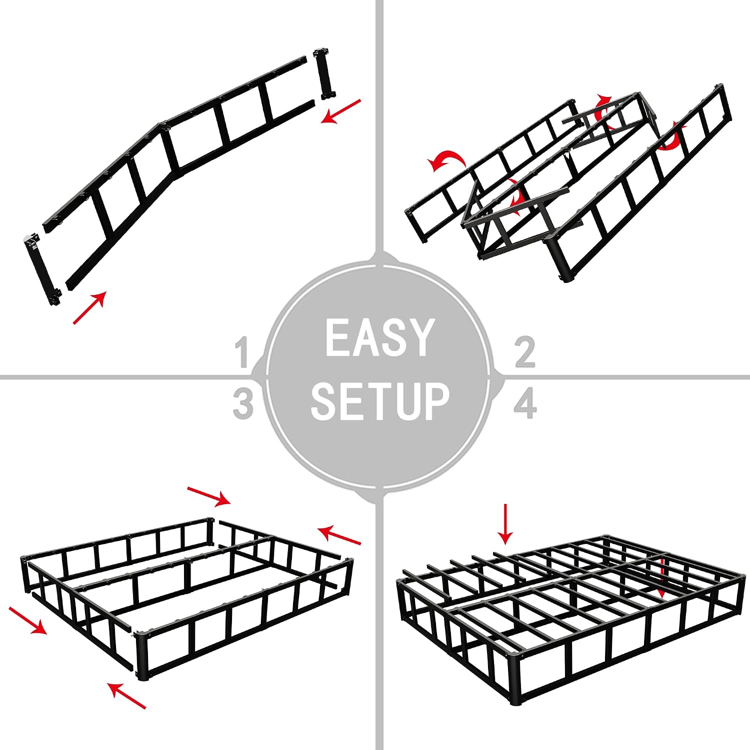 Aldrich Box Springs King Size 9 Inch, Heavy Duty Metal Frame Mattress Foundation With Easy Clean Cover, Noise Free, Easy Assembly