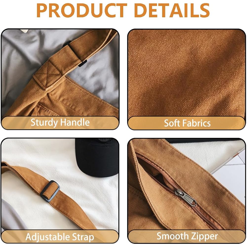 KlaOYer Canvas Messenger Bag Large Hobo Bag Crossbody Shoulder Bag Tote Bag with Pocket for Women and Men