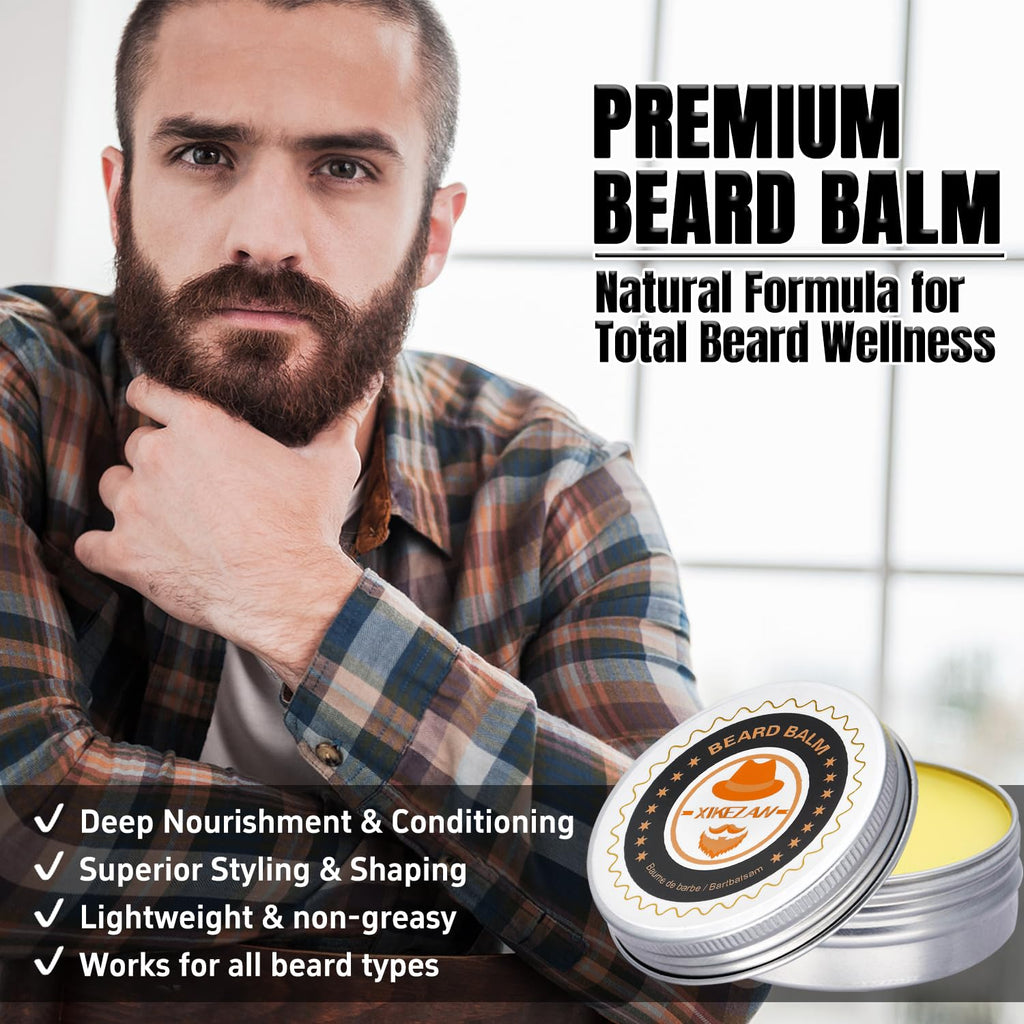 XIKEZAN Beard Kit for Men Grooming & Care w/Beard Conditioner, Wash, Oil, Balm, Brush, Comb,Birthday Fathers Valentines Easter Gifts for Men Him Dad Husband Boyfriend Mens Christmas Stocking Stuffers