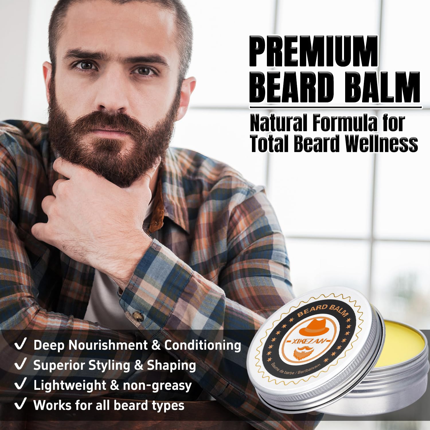 XIKEZAN Beard Kit for Men Grooming & Care w/Beard Conditioner, Wash, Oil, Balm, Brush, Comb,Birthday Fathers Valentines Easter Gifts for Men Him Dad Husband Boyfriend Mens Christmas Stocking Stuffers