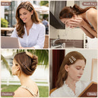 Sightor 20 Pcs Double Grip Hair Clips, Metal Snap Hair Clips Hair Barrettes For Women Hair Styling Hair Accessories (Black, Brown, Beige, Khaki, Gold)