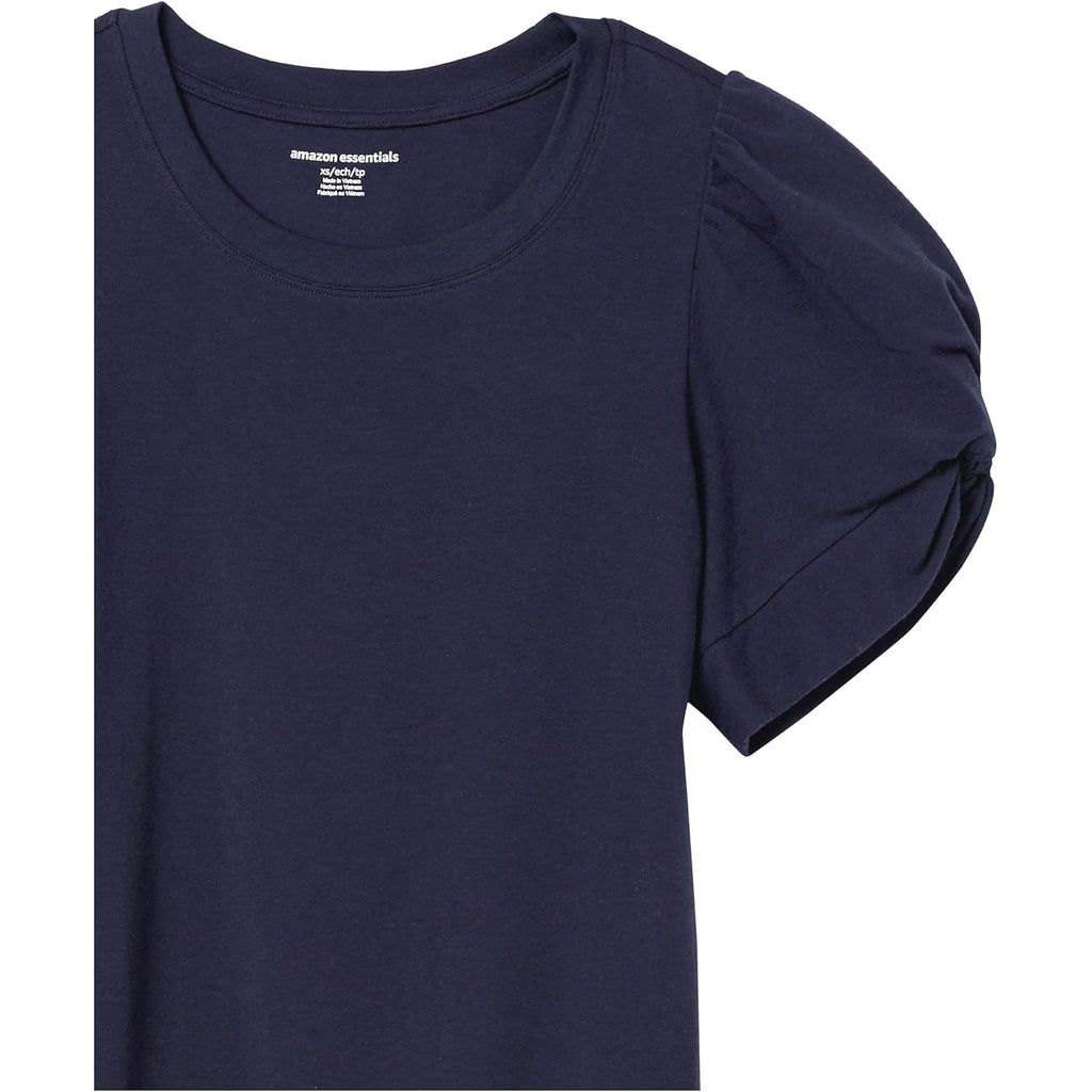 Women's Regular-Fit Twist Puff Sleeve Crewneck T-Shirt