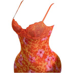 Soly Hux Women'S Summer Floral Lace Trim Mini Dress Spaghetti Strap Bodycon Party Cami Dresses