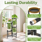Plant Stand Indoor Outdoor, 5 Tier Corner Metal Flower Display Holder Shelf, Folding Tall Orchid Rack For Patio Balcony Porch Garden Living Room House, Black