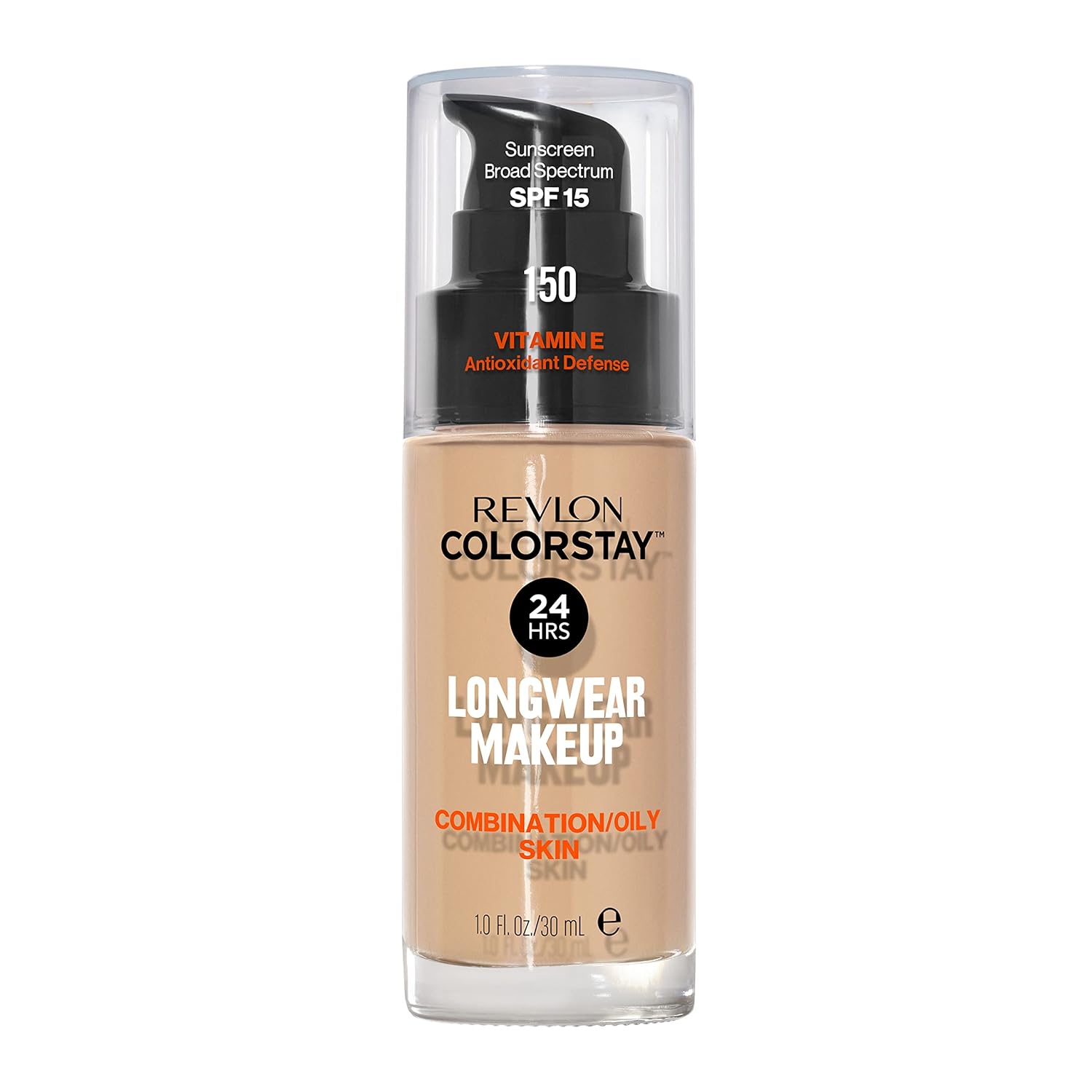 Revlon Liquid Foundation, ColorStay Face Makeup for Combination & Oily Skin, SPF 15, Medium-Full Coverage with Matte Finish, 150 Buff, 1 Fl Oz