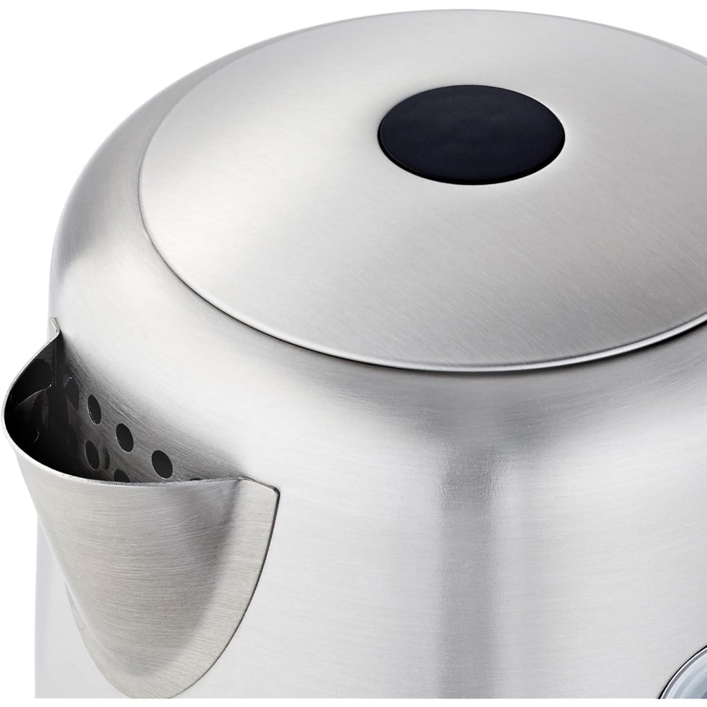 Amazon Basics Electric Stainless Steel Kettle for Tea and Coffee, BPA-Free, Fast Boiling, Auto Shut-Off, 1 Liter, 1500W, Black and Silver